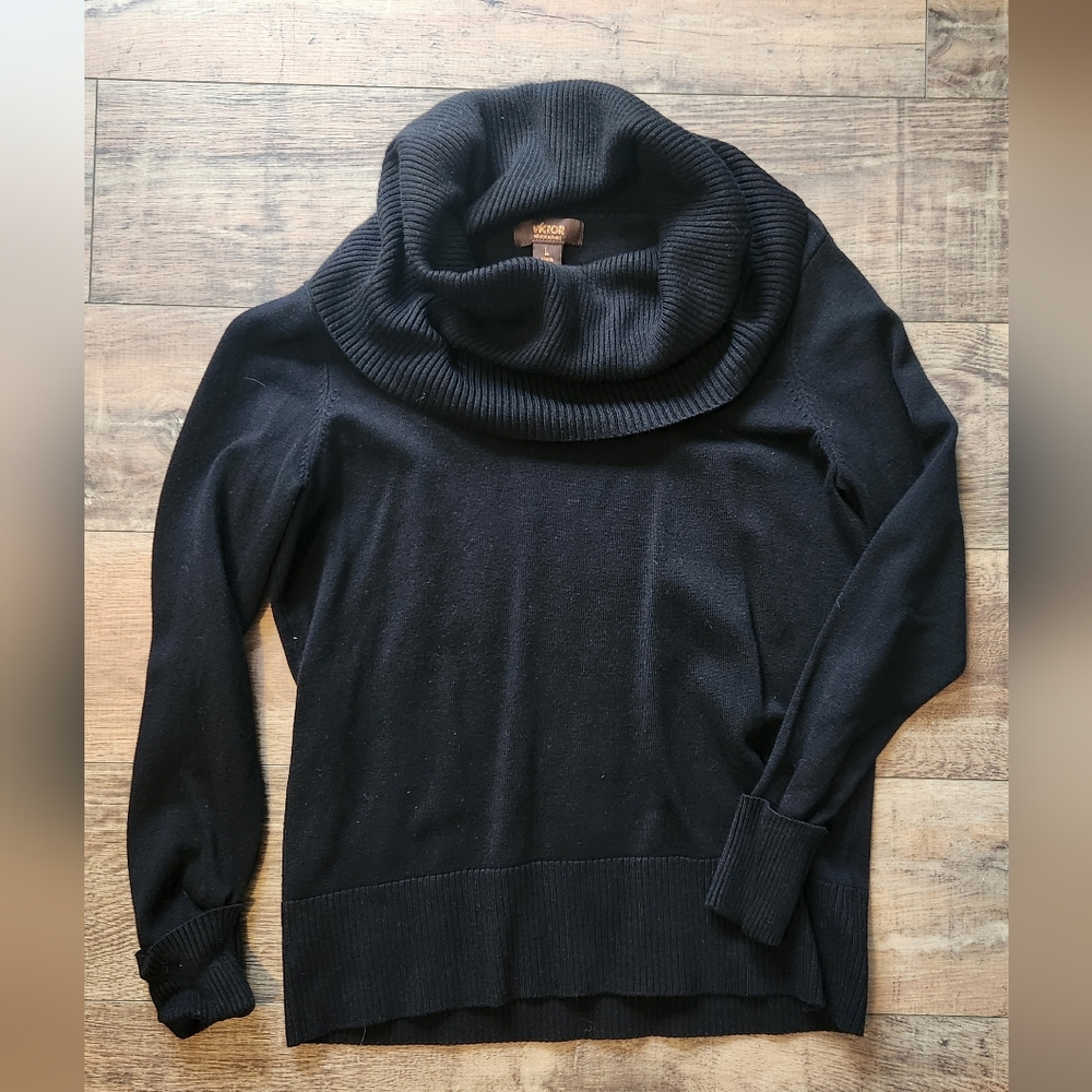 Victor Alfaro Black Cowl Neck Sweater